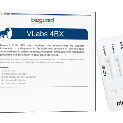Bioguard VLabs 4BX B.Gibsoni, E.Canis, Anaplasma, Heartworm (Kalp Kurdu) Hızlı Test Kiti
